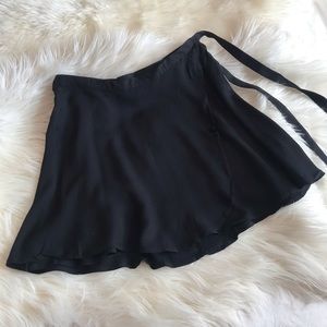 Black Faux Wrap Skirt